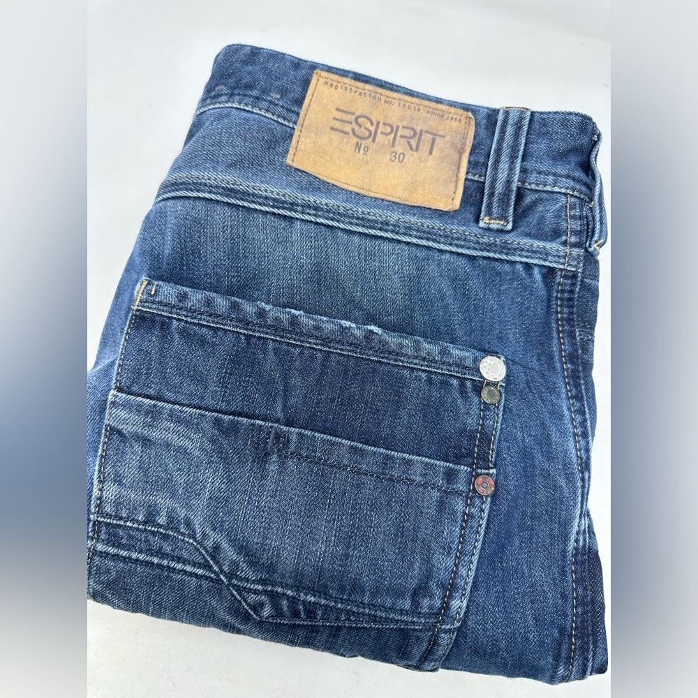 Vintage Esprit Jeans Men’s Sz 34x36 Blue Denim Straight Leg Distressed Jeans X2